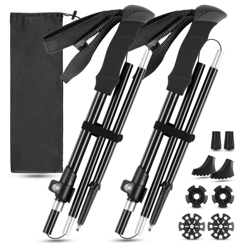 FrutPunch Hiking Poles 2 Pack AircraftGrade Aluminum Alloy Trekking Poles for Hiking Adjustable and Foldable Design Hiking Sticks EVA SweatAbsorbent and NonSlip Handle for Men Women Seniors - Image 2