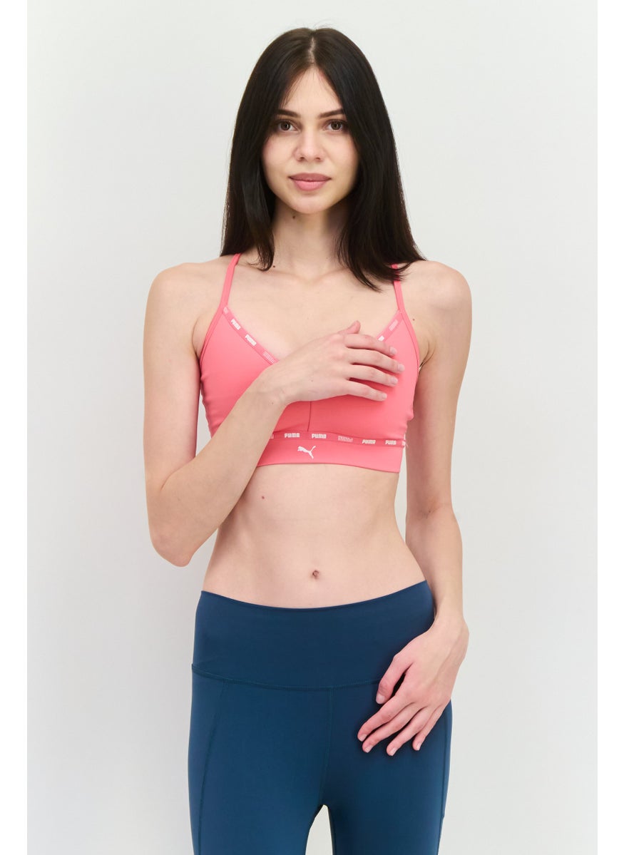 PUMA Women Brand Logo Non Padded Sports Bra, Pink  - Image 1