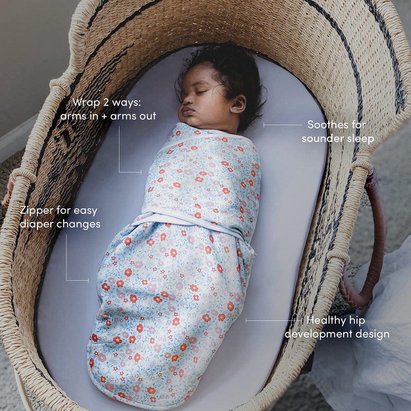 aden + anais Essentials Easy Swaddle Wrap Quick Change with Bottom Zipper, Snug Cotton Knit Baby Wrap Swaddle Blanket for Newborns, TOG 1.0, 3-Pack, Toile, 0-3 Months, Small/Medium - Image 4