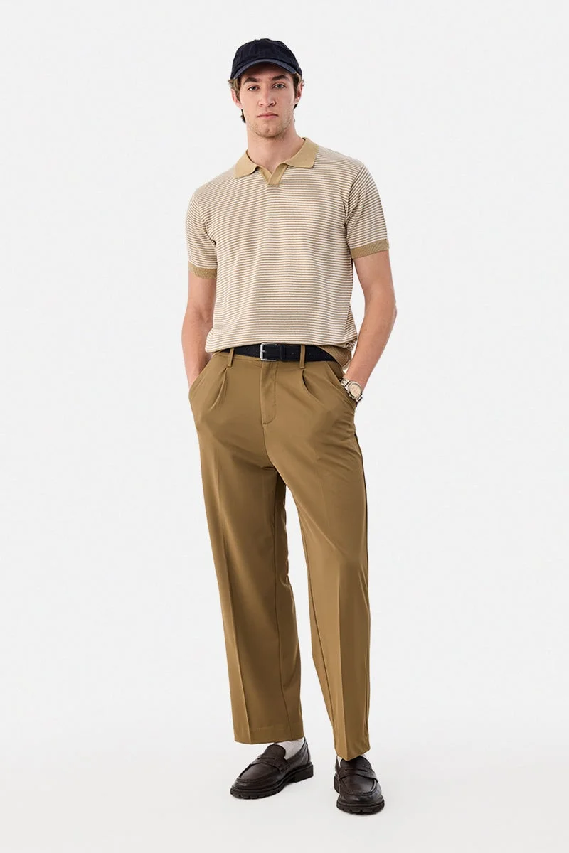 سنيتش Flat Knit Stripes Polo T-Shirt