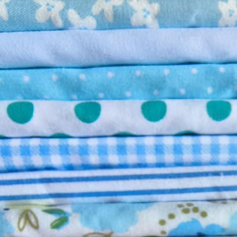 Antetek 7Pcs 9.8" x 9.8"(25 * 25CM) Cotton Fabric DIY Making Supplies Quilting Patchwork Fabric Fat Quarter Bundles DIY for Quilting Cotton Patchwork Cushions (7pcs Blue Green, 9.8" x 9.8") - Image 1