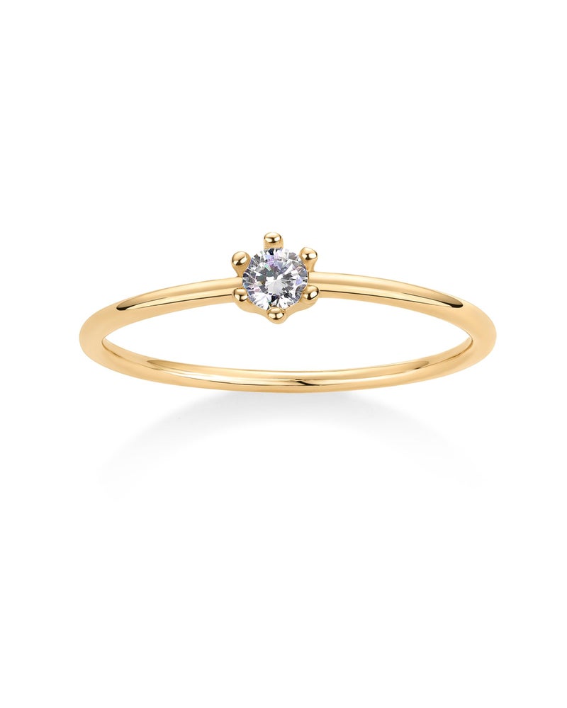 PAVOI 18K Yellow Plated Round Mini Cubic Zirconia Stackable Ring for Women | Stacking Thin Band for Women | Size 6 - Image 3