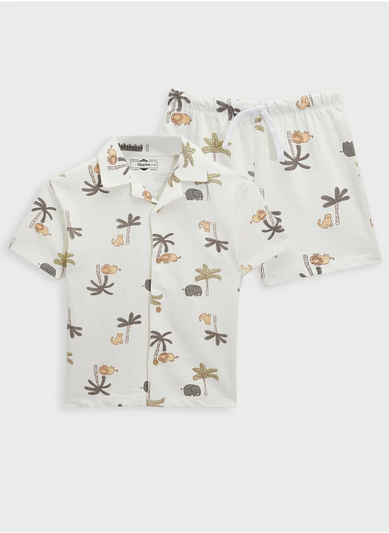 Ripples Resort Collar Shirt & Shorts Set