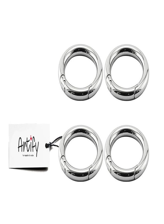 Artify | 35mm Round Spring Snap Ring (Pack of 10) | Zinc Alloy Hook Key Ring Buckle for Art and DIY Project - Silver - Image 1