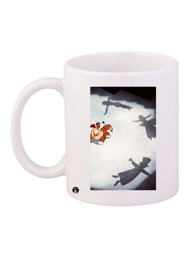 RYN Cartoon Printed Coffee Mug White/Grey/Brown 11ounce
