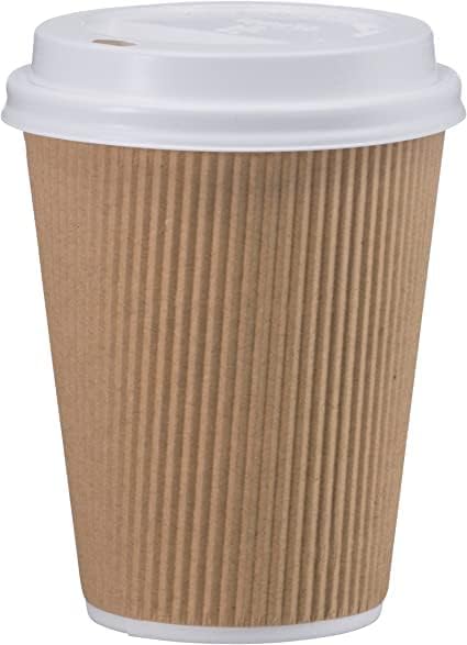 SHOP  SHOPPEE SHOP & SHOPPEE Disposable Ripple Paper Cups with Lids Cover, Hygienic for Hot & Cold Drink in Party, Social Gathering, Weddings| Hot Beverage Glass Cup(200ml,Brown Cup,White Lid)(50 Pcs Each) - Image 3