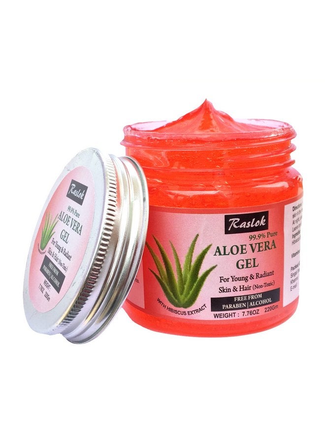 Raslok Aloe Vera Gel Pure Natural Organic Aloe Gel For Moisturizing Face Skin & Hair Care (Hibiscus, 7.76 OZ) - Image 4
