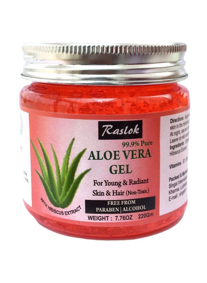 Raslok Aloe Vera Gel Pure Natural Organic Aloe Gel For Moisturizing Face Skin & Hair Care (Hibiscus, 7.76 OZ) - Image 1