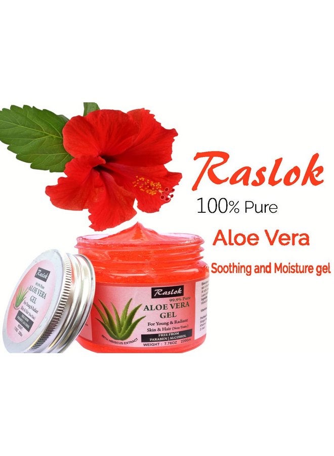 Raslok Aloe Vera Gel Pure Natural Organic Aloe Gel For Moisturizing Face Skin & Hair Care (Hibiscus, 7.76 OZ) - Image 2