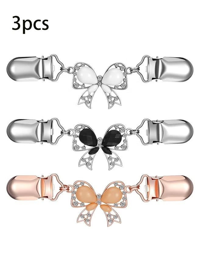 YJ 3PCS Bow Cinch Clips, Vintage Metal Sweater Clips Back for Women, Retro Waist Clip to Tighten Dress Fit for Pant Shawl Cardigan Shawl Collar, Multi-Use Clothing Accessories - Image 1