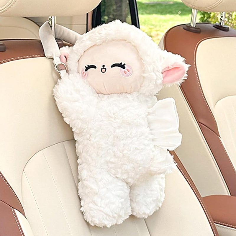 Cute Dog Pattern Car Headrest Tissue Holder Plush Animal Back Seat Dispenser - Image 4