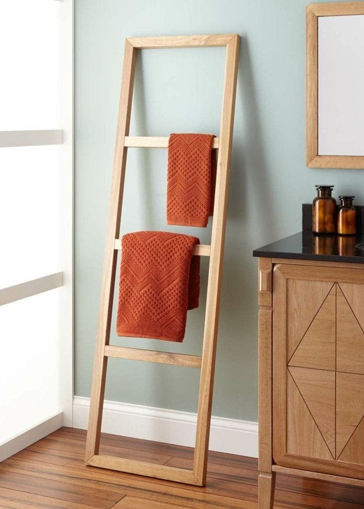 Rosewood Freestanding Wooden Towel Rack for Bathroom Vintage Wood Tier Towel Bar Stand with Bottom Shelf for Towels Washcloths Toiletries Convenient Rack for Drying or Hanging Clothes A14 