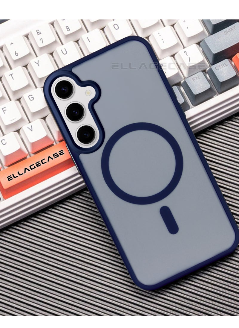 ELLAGECASE - Blue Stylish Case for Samsung Galaxy S23 FE, Solid Camera Protection, Shockproof, Enhanced Protection, Compatible with MagSafe and Wireless Charging - Image 1