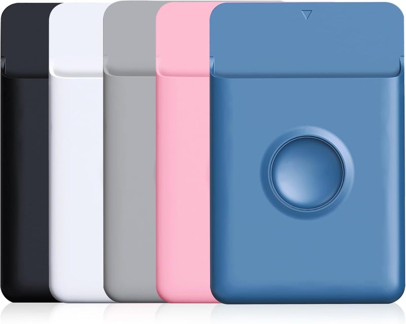 Sinjimoru Phone Wallet Silicone Stick-On Card Holder - Black, White, Grey, Pink, Blue - Image 2