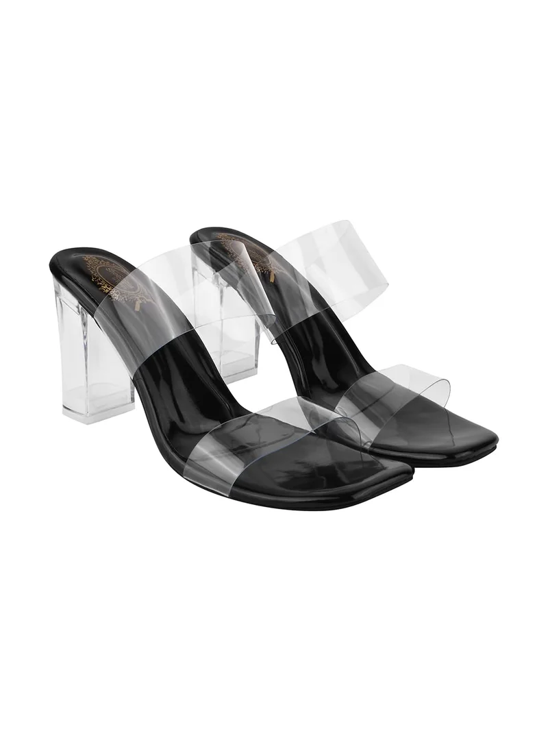 شوتوبيا Shoetopia Stylish Trasparent Detailed  Block Heels For Women & Girls