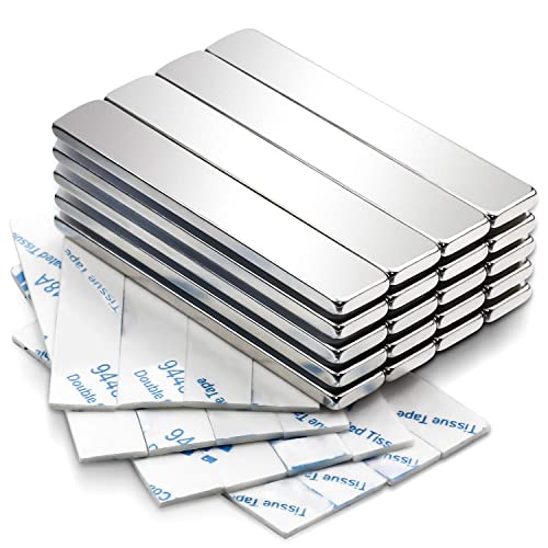 MIKEDE Magnets, 20 Pack Strong Neodymium Bar Magnets with Adhesive Backing, Rare Earth Fridge Magnet Heavy Duty, Metal Powerful Magnet for Craft, Whiteboard, Garage, Kitchen - 60x10x3 mm - Image 1