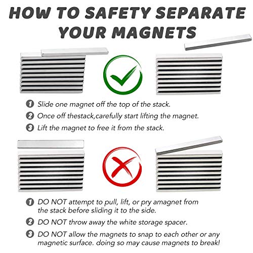 MIKEDE Magnets, 20 Pack Strong Neodymium Bar Magnets with Adhesive Backing, Rare Earth Fridge Magnet Heavy Duty, Metal Powerful Magnet for Craft, Whiteboard, Garage, Kitchen - 60x10x3 mm - Image 5