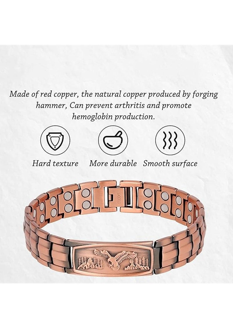 Copper Bracelet for Men, Copper Bracelets 99.99% Pure Copper Gift with Adjustable Sizing Tool, Magnetic Field Therapy Jewelry with Eagle Pattern, 1 Pcs - Image 2