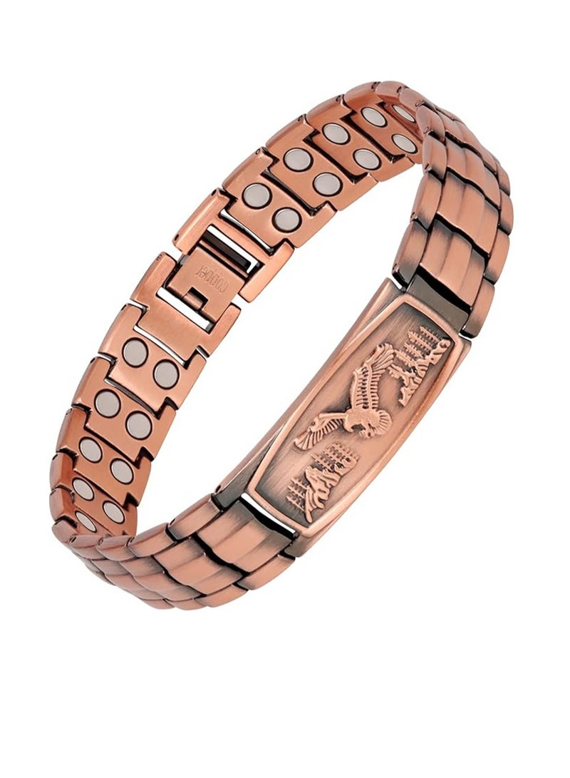 Copper Bracelet for Men, Copper Bracelets 99.99% Pure Copper Gift with Adjustable Sizing Tool, Magnetic Field Therapy Jewelry with Eagle Pattern, 1 Pcs - Image 1