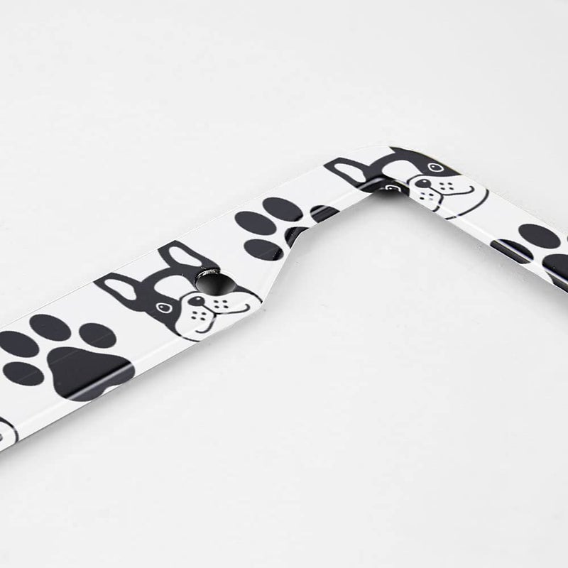 Beabes Black French Bulldog License Plate Frame Cute Pet Animal License Plate Holder Cat Paw Print Car Tag Frame License Plate Cover Car Accessories 2 Holes Novelty Auto Car Tag Vanity Gift - Image 3