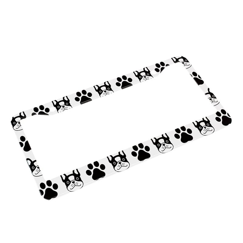 Beabes Black French Bulldog License Plate Frame Cute Pet Animal License Plate Holder Cat Paw Print Car Tag Frame License Plate Cover Car Accessories 2 Holes Novelty Auto Car Tag Vanity Gift - Image 4