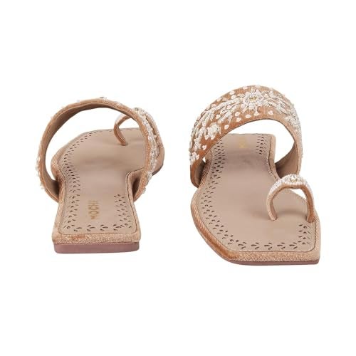 Mochi Women Gold Ethnic Flat Chappal UK/8 EU/41 (35-790) - Image 5