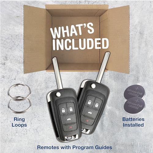 KeylessOption 2X KeylessOption Key Fob for 2010 2011 2012 2013 2014 2015 2016 2017 2018 2019 GMC Terrain Chevrolet Camaro Impala Malibu Buick Encore Regal Remote, 4-Button OHT01060512, Programming Guide Included - Image 2