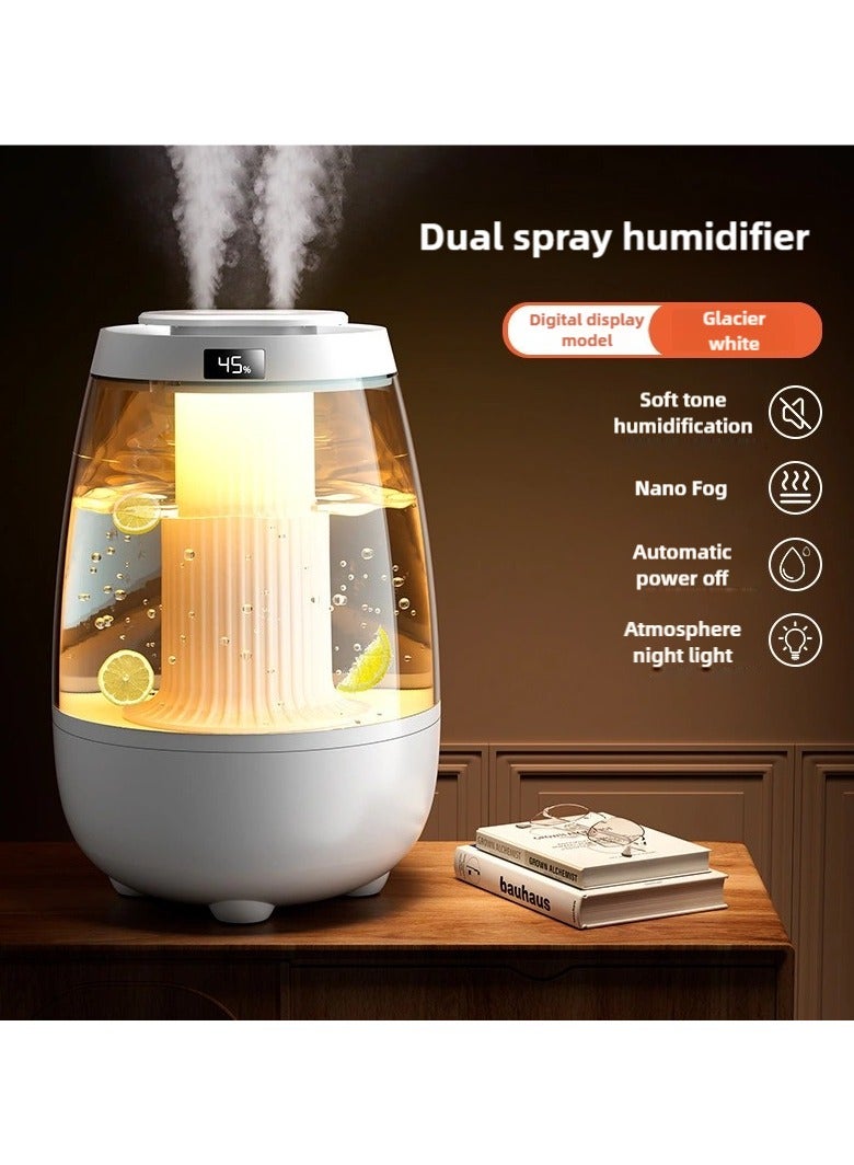 ZEPONOVA 3.2L Humidifier with Light and Humidity Display, Large Humidifier and Air Purifier with 2 Nozzles and Night Light Function, 20 Hours, Quiet (Pearl  White)  - Image 1