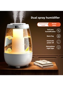 ZEPONOVA 3.2L humidifier with humidity display, large humidifier, 2 Nozzles and 3 adjustment modes, night light function, lasting 20 hours, Quiet (Pearl White)  - Image 1