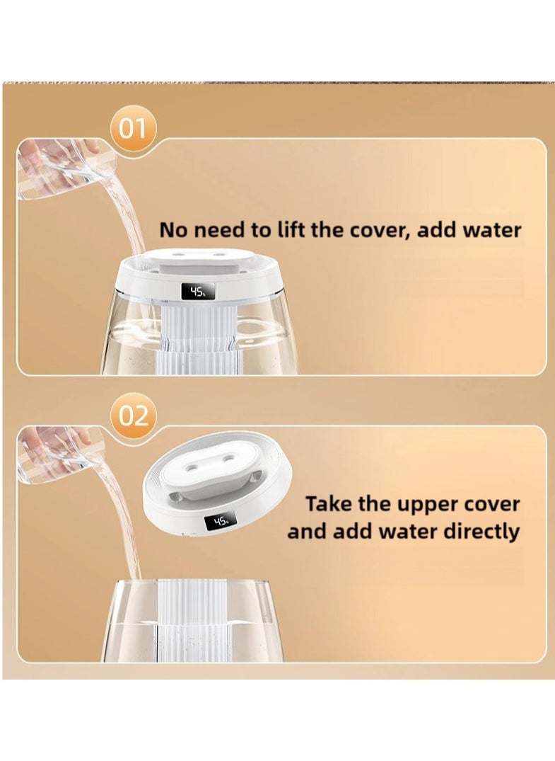 ZEPONOVA - 3.2L humidifier with humidity display, large humidifier, 2 Nozzles and 3 adjustment modes, night light function, lasting 20 hours, Quiet (Pearl White) - Image 1