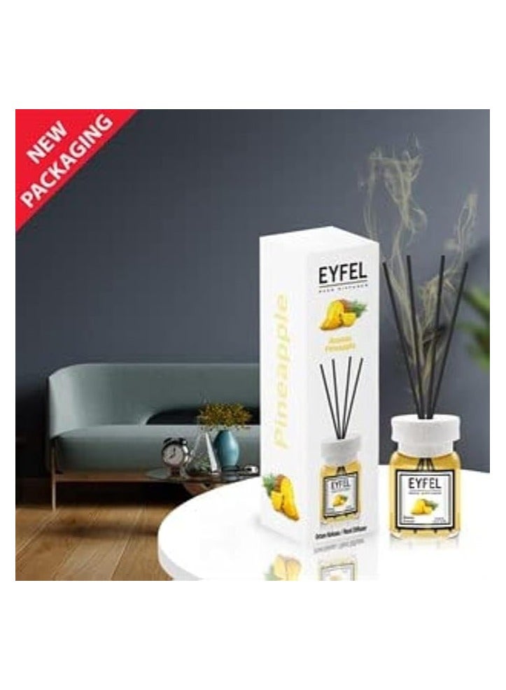 EYFEL Pineapple Reed Diffuser Set – 120ML Premium Long-Lasting Fragrance with Elegant Diffuser Sticks for Bathrooms, Living Spaces, Offices, Shops & Showrooms  - Image 2