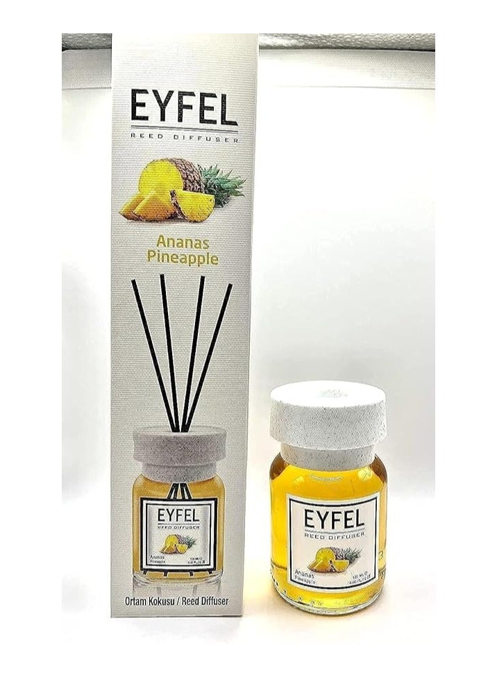 EYFEL Pineapple Reed Diffuser Set – 120ML Premium Long-Lasting Fragrance with Elegant Diffuser Sticks for Bathrooms, Living Spaces, Offices, Shops & Showrooms  - Image 1