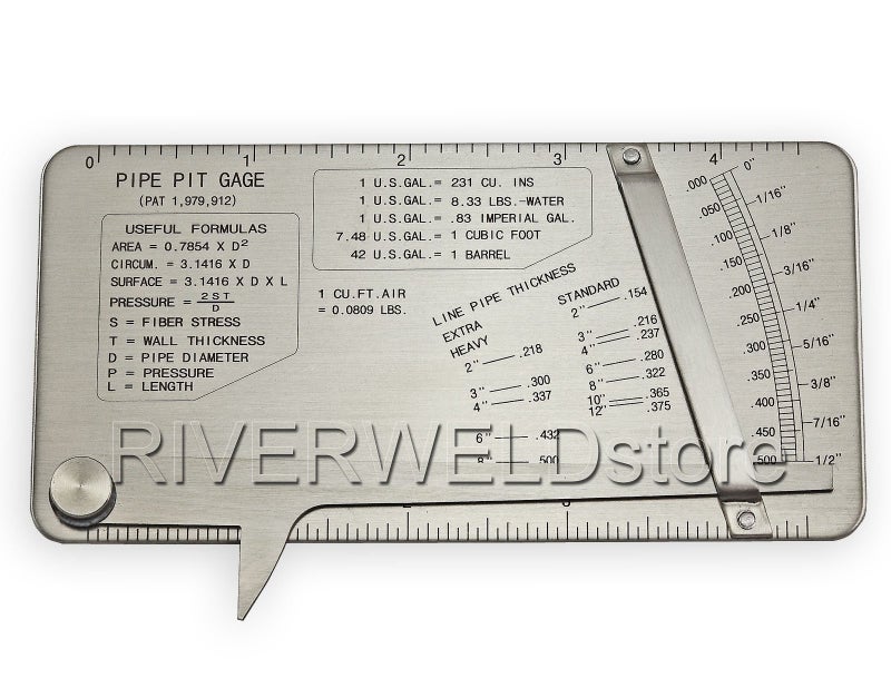 RIVERWELD مقياس لحام أنبوب ريفرويلد لقياس عمق اللحام مدى 0 إلى 1/2 بوصة في 1/64 بوصة و .010 زيادات بوصة - Image 2