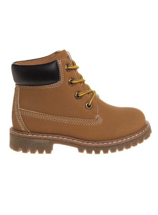 Avalanche Hiking Boots Lace Up Waterproof Comfort - Kids MidHeight Outdoor Trekking Walking Climbing Construction Work Boots - Wheat (size 6 toddler) - Image 3