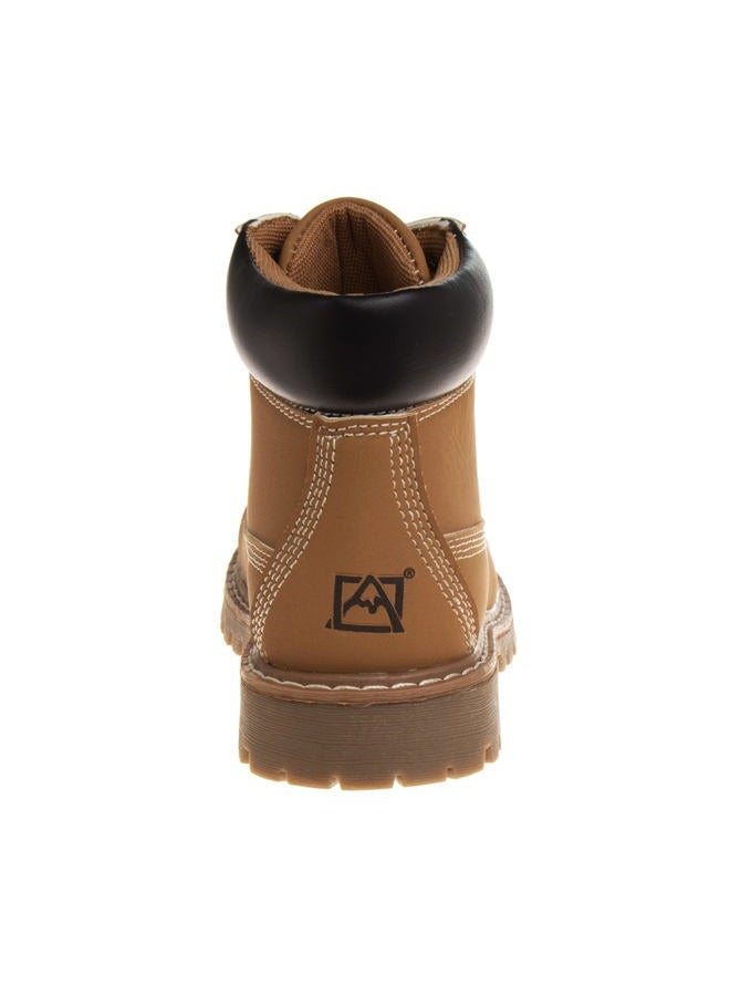 Avalanche Hiking Boots Lace Up Waterproof Comfort - Kids MidHeight Outdoor Trekking Walking Climbing Construction Work Boots - Wheat (size 6 toddler) - Image 4