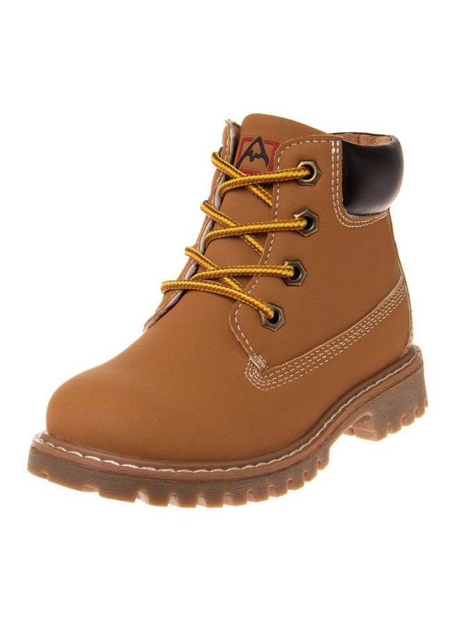 Avalanche Hiking Boots Lace Up Waterproof Comfort - Kids MidHeight Outdoor Trekking Walking Climbing Construction Work Boots - Wheat (size 6 toddler) - Image 1