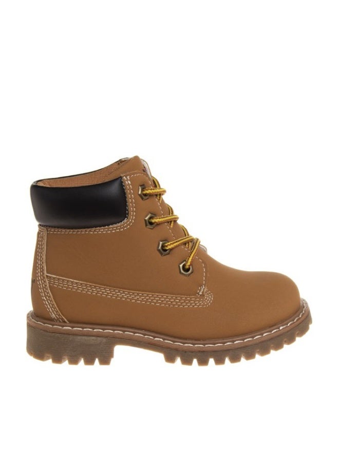 Avalanche Hiking Boots Lace Up Waterproof Comfort - Kids MidHeight Outdoor Trekking Walking Climbing Construction Work Boots - Wheat (size 6 toddler) - Image 1