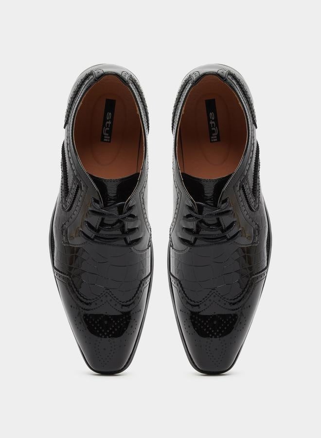 Styli Faux Leather Pointed Toe Derby Shoes  - Image 5