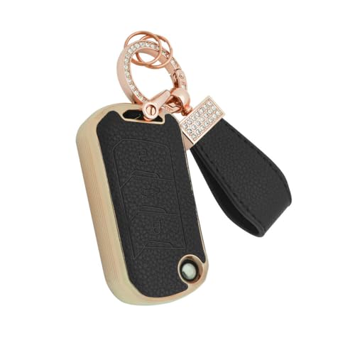 keyzone Litchi Leather TPU Key Cover & Keychain for Thar, Thar Roxx, Bolero, Scorpio, XUV700, XUV400, XUV3x0, XUV300, TUV300, Marazzo Flip Key (Black) - Image 1