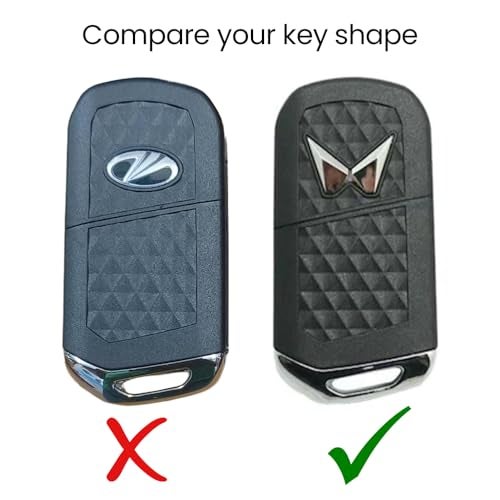 keyzone Litchi Leather TPU Key Cover & Keychain for Thar, Thar Roxx, Bolero, Scorpio, XUV700, XUV400, XUV3x0, XUV300, TUV300, Marazzo Flip Key (Black) - Image 3