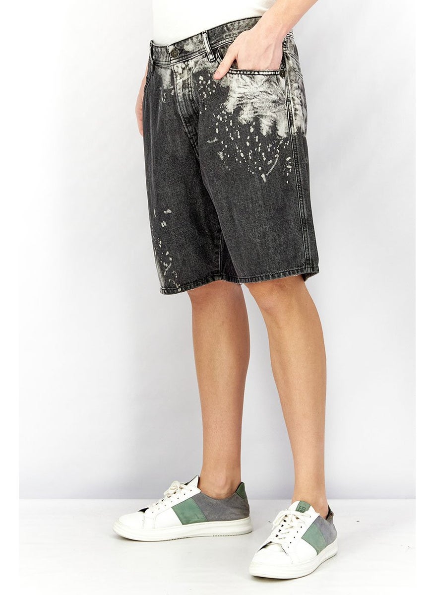 DIESEL Men Regular Fit Washed Denim Short, Black Wash  - Image 2