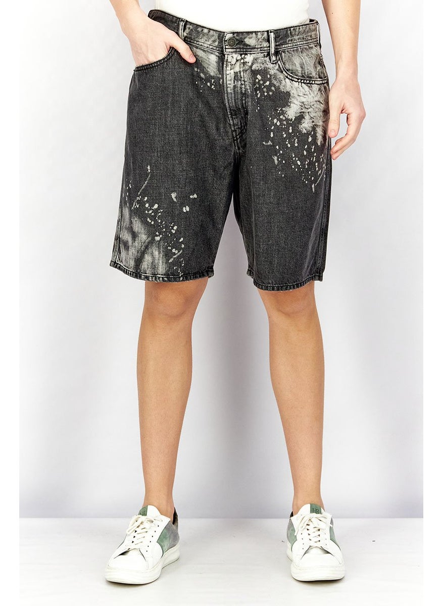 DIESEL Men Regular Fit Washed Denim Short, Black Wash  - Image 1