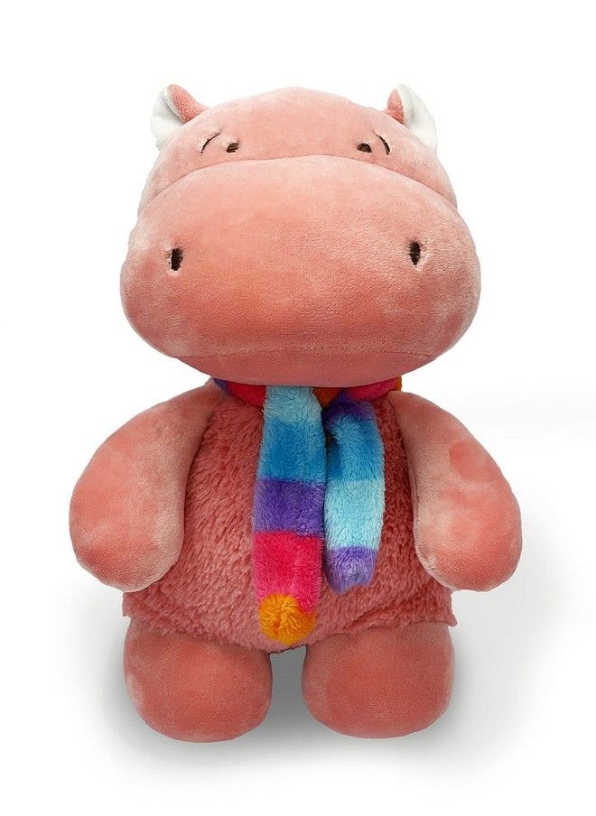 Mirada - Animal Coral & Blue Super Plush Stuffed Scarf Hippo Soft Toy For Kids25Cm - Image 1
