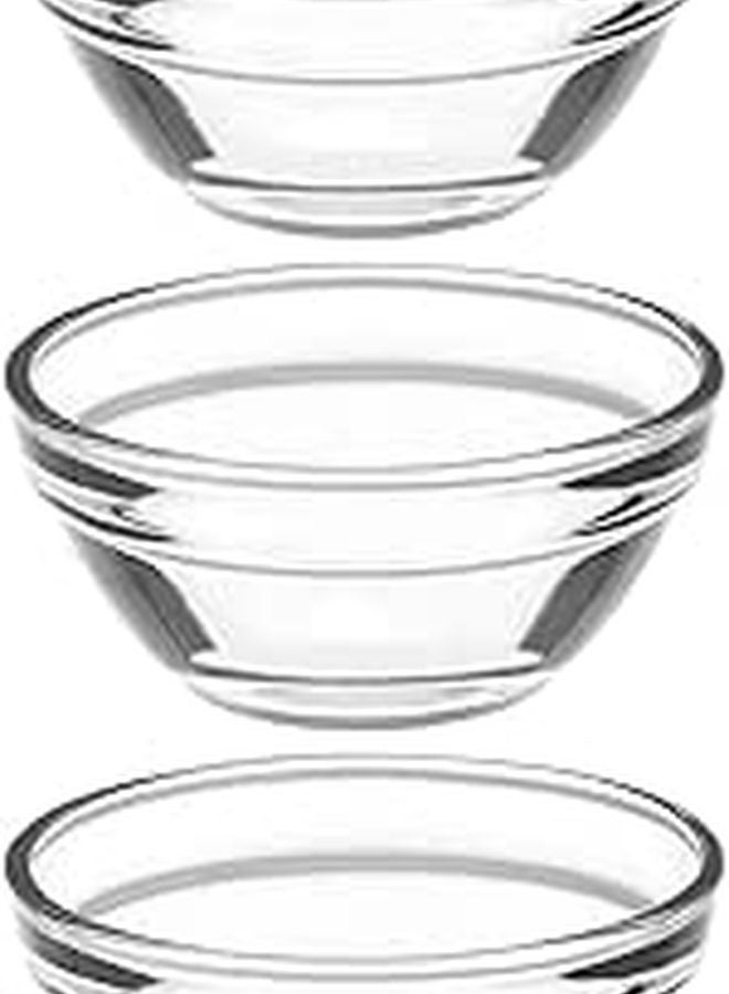 Stackable Glass Dessert Bowls Set of 3 Small Clear Serving Cups for Pudding Fruit Ice Cream - Image 1