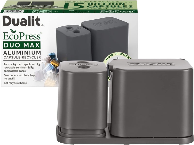 Dualit EcoPress™ Duo Max Aluminium Coffee Capsule Recycling Tool - Compatible with Nespresso® & Dualit Capsules - Image 1