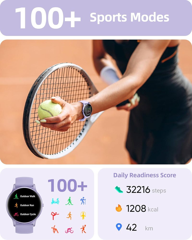 Parsonver Smart Watch for Women, Answer/Make Calls, 1.32" HD Fitness Tracker 100+ Sport Modes/Heart Rate/Blood Oxygen/Sleep Tracker/IP68 Waterproof, Fitness Watch for Android iPhone, SPROD1 - Image 4