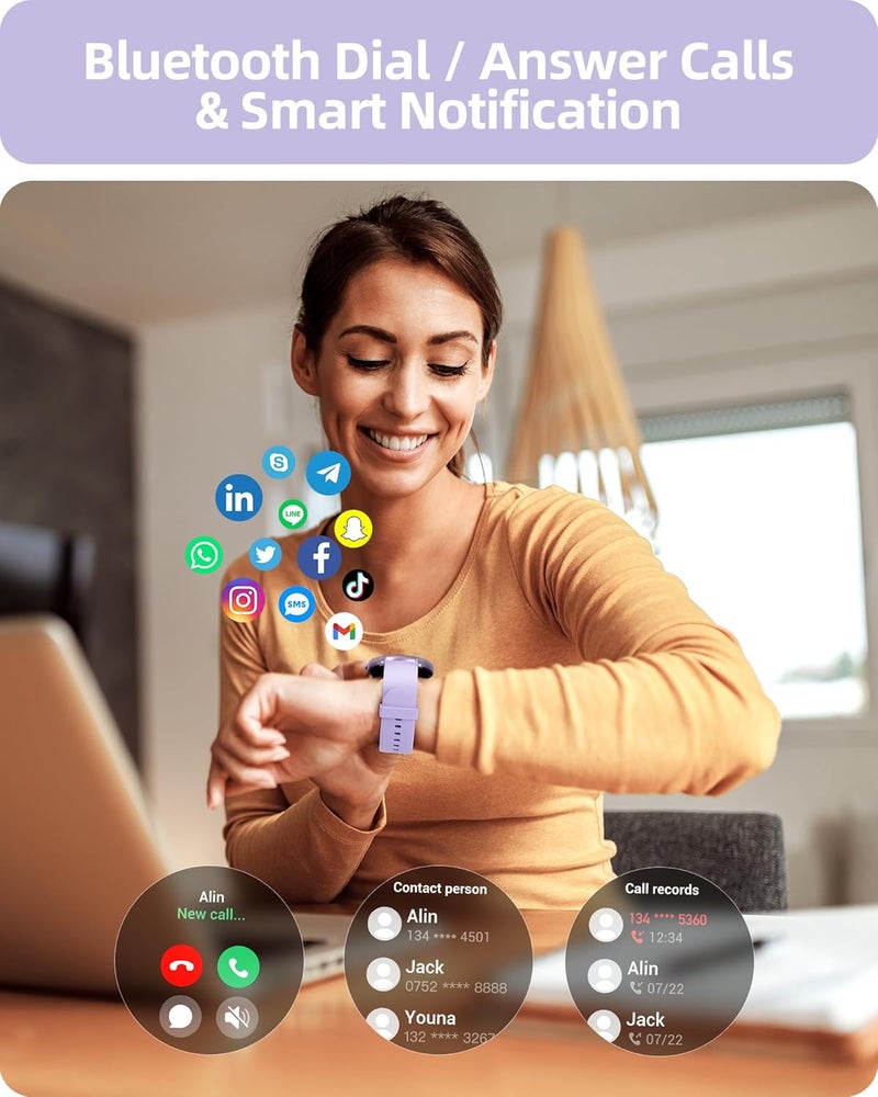 Parsonver Smart Watch for Women, Answer/Make Calls, 1.32" HD Fitness Tracker 100+ Sport Modes/Heart Rate/Blood Oxygen/Sleep Tracker/IP68 Waterproof, Fitness Watch for Android iPhone, SPROD1 - Image 2