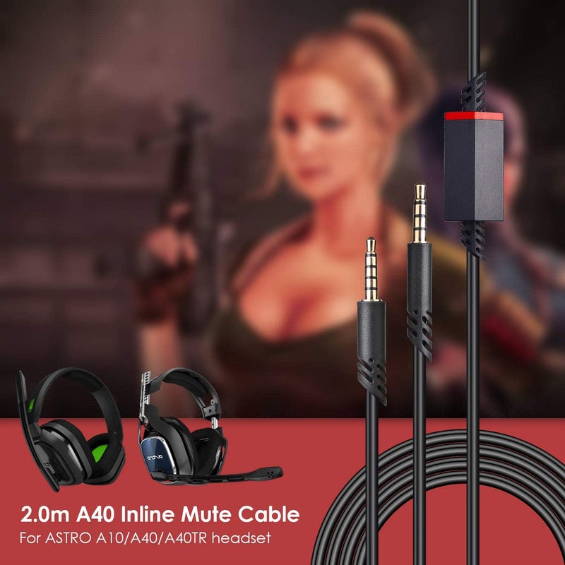 Knomix Replacement Cord Cable for Astro A40 Headset with Inline Mute Button Audio Cable for Astro A10/A40/A40TR/A50 Gaming Headset,Compatible with PS5/PS4 Controller -Black Braided - Image 3