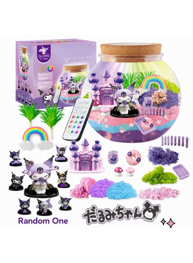 BaytEasy Light Up Terrarium Craft Kit for Kids, DIY Fantasy Garden Night Light with Remote, Colored Sand, Rainbow, Castle, Mushrooms & Mini Decor, Birthday Gift Toy for Girls Age 4 5 6 7 8-12 - Image 1