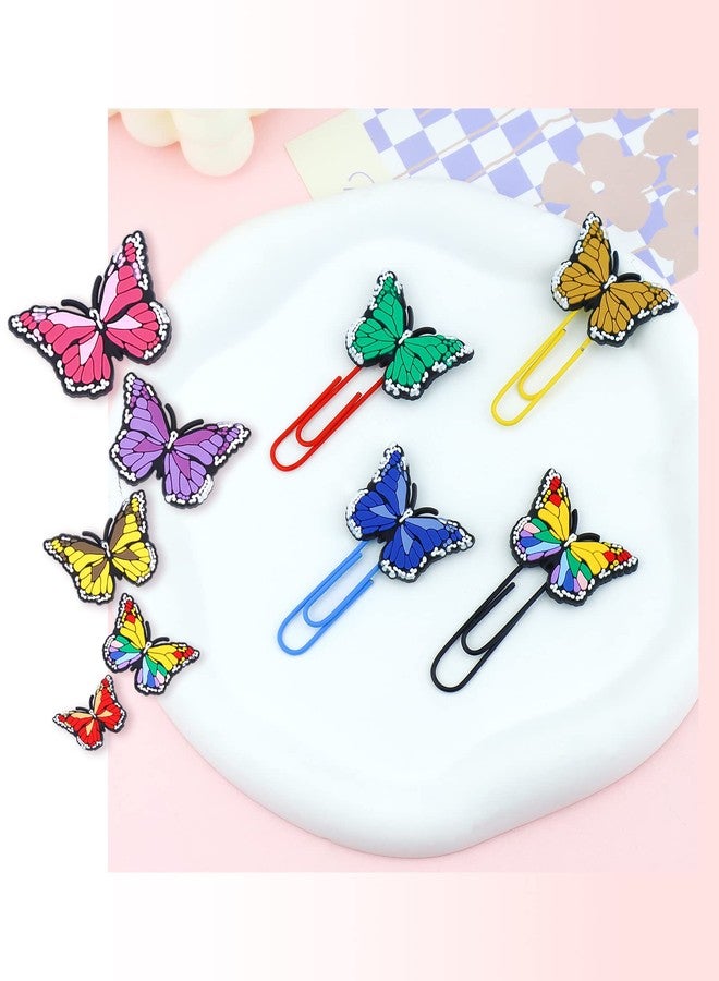 YETOOME 16 Pcs Cute Bookmark Paper Clips Cartoon Silicone Bookmarks with Colorful Paperclips for Kids School Teacher Office Supply Student Stationery (Butterfly Style) - Image 5